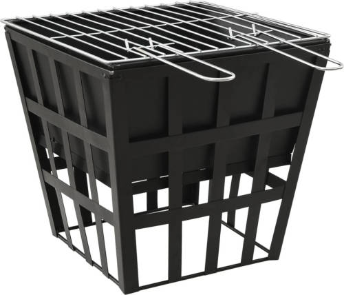 The Living Store Vuurplaats Staal - 34 x 34 x 48 cm - Zwarte Houtskoolbarbecue