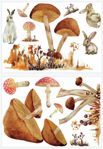 RoomMates muursticker Mushroom junior 83,51 x 127 cm bruin