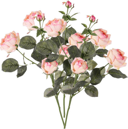Top Art Kunstbloem roos Ariana - 3x - roze - 73 cm - kunststof steel - decoratie bloemen - Kunstbloemen