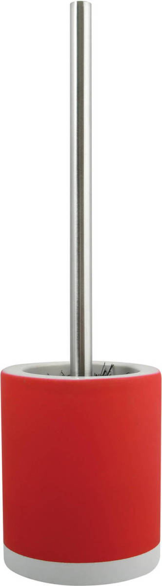 Spirella MSV Shine Toilet/wc-borstel houder - keramiek/metaal - rood - 38 cm - Toiletborstels