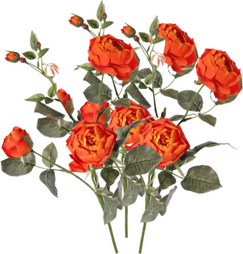 Top Art Kunstbloem roos Ariana - 3x - oranje - 73 cm - kunststof steel - decoratie bloemen - Kunstbloemen