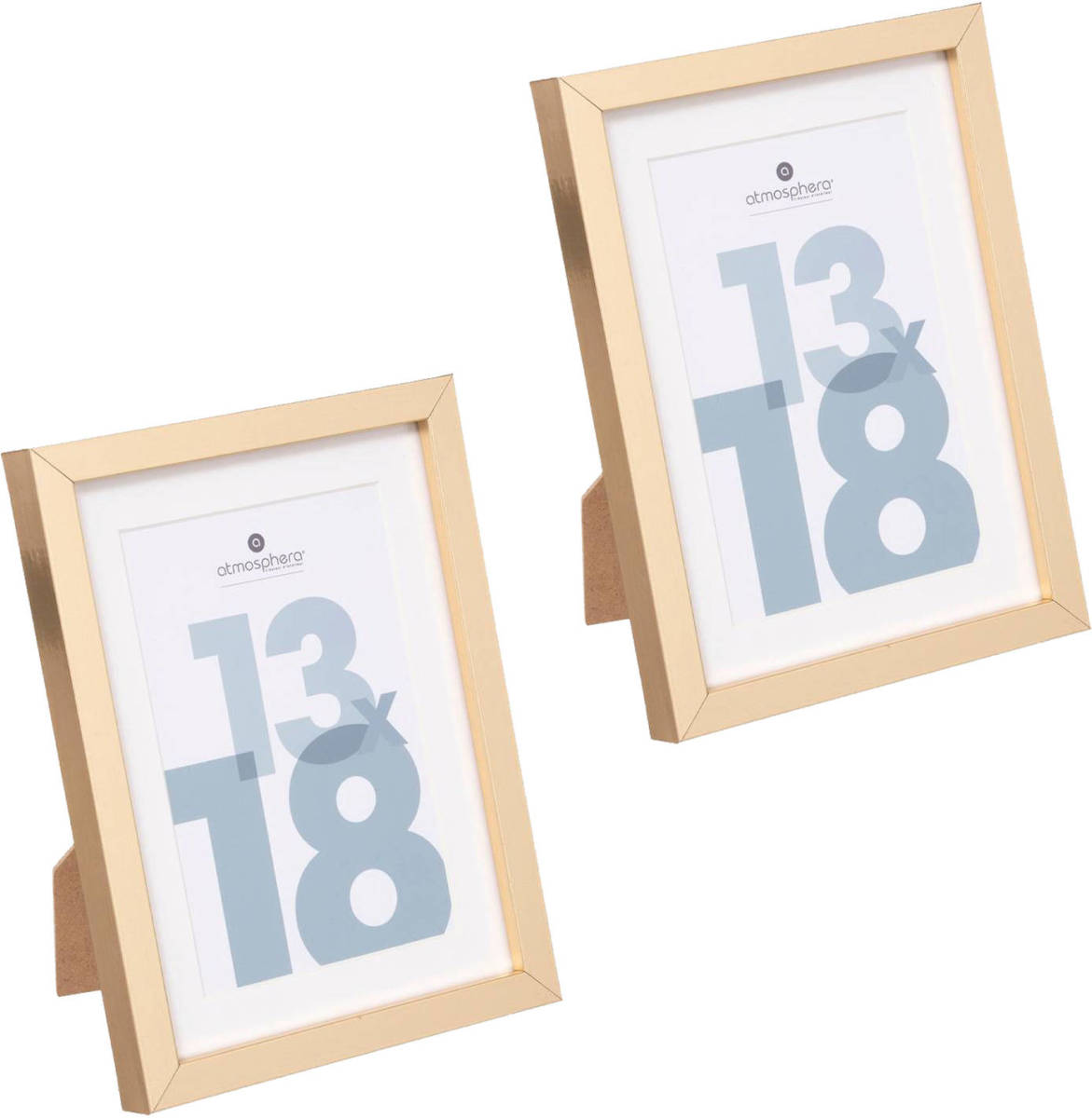 5five Atmosphera fotolijstje voor een foto van 13 x 18 cm - 2x - goud - foto frame Manu - modern/strak ontwerp - Fotolijsten