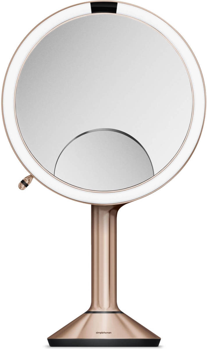 Simplehuman - Spiegel met Sensor 20 cm 3x 5x 10x Vergroting Tru Lux &amp, Touch Control - Roestvast Staal - Roségoud