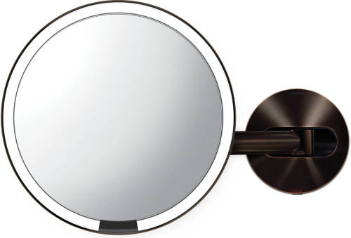Simplehuman - Spiegel met Sensor 20 cm 5x Vergroting Wandbevestiging Netstroom - Roestvast Staal - Bruin