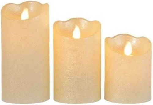 Lumineo 3x Parel witte nep kaarsen met led-lichtjes - LED kaarsen