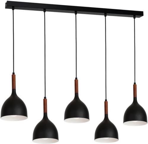 Luminex Hanglamp Noak 5-lamps lang zwart/hout natuur