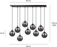 EMIBIG LIGHTING Hanglamp Glassy 9-lamps recht glas zwart