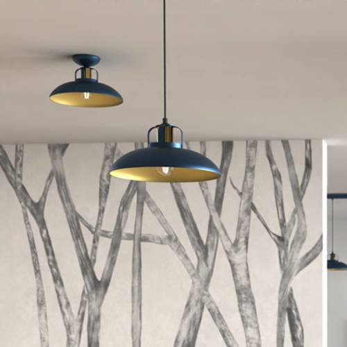 Eko-Light Hanglamp Felix, blauw/goud, 1-lamps