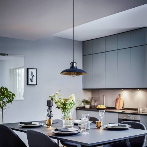 Eko-Light Hanglamp Felix, blauw/goud, 1-lamps