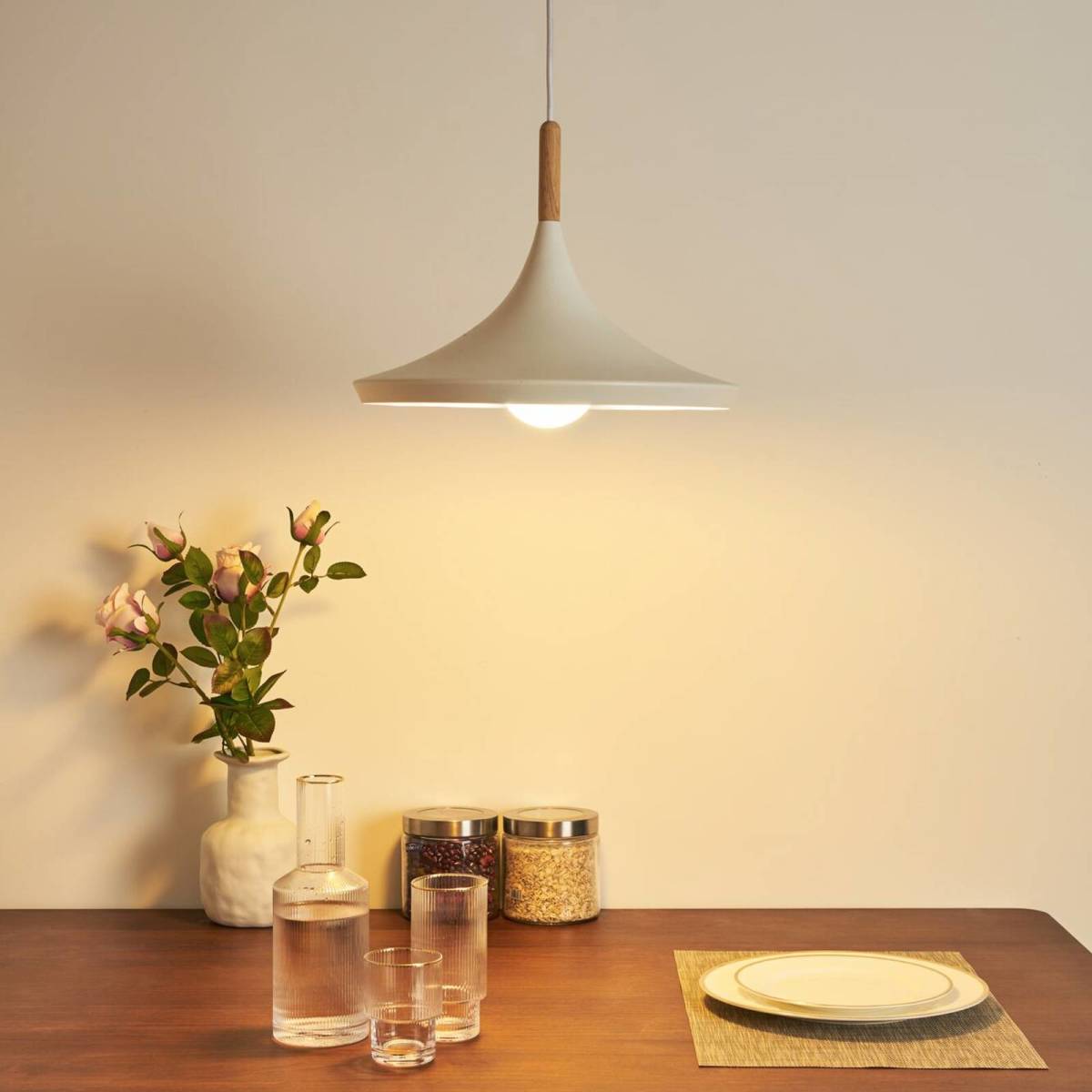 Pauleen Pure Shine hanglamp, wit/hout