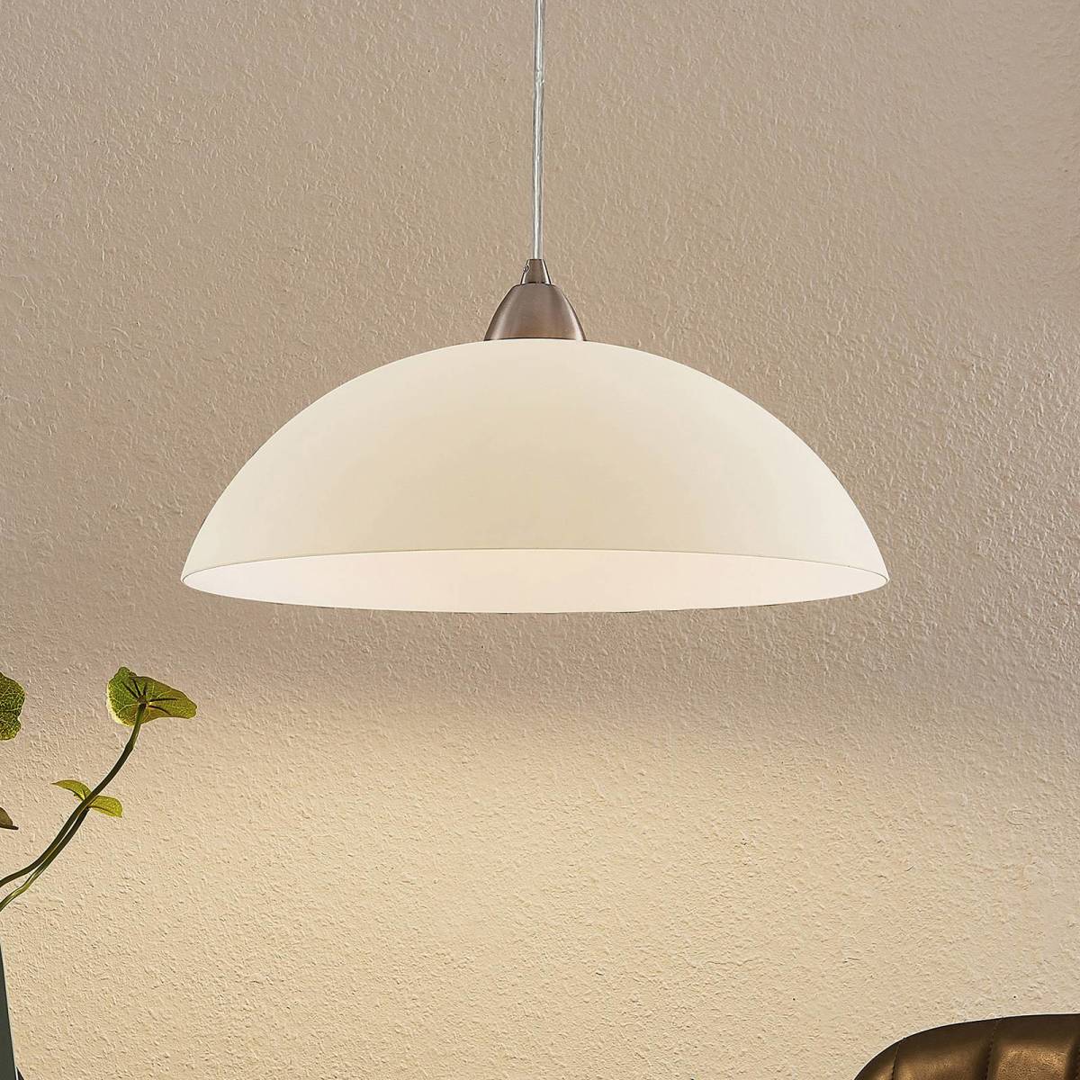 ELC Beeka hanglamp, witte glazen kap