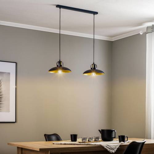 Eko-Light Hanglamp Felix, blauw/goud, 2-lamps