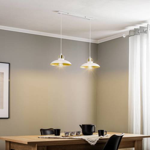 Eko-Light Hanglamp Felix, wit/goud, 2-lamps