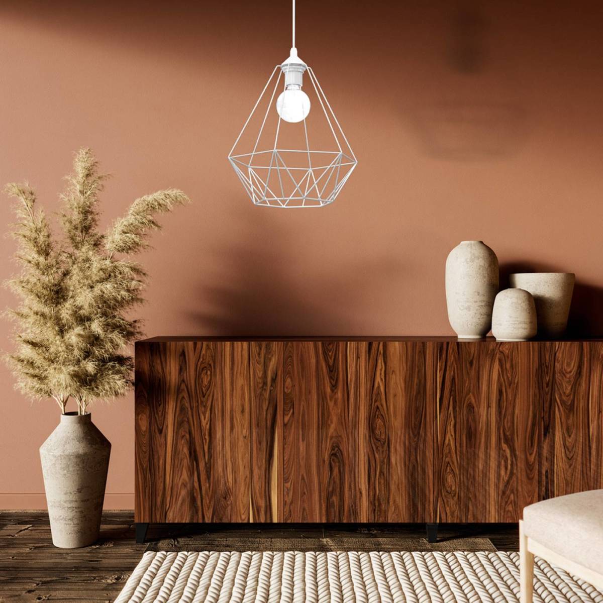 Eko-Light Hanglamp Basket, wit, 1-lamp