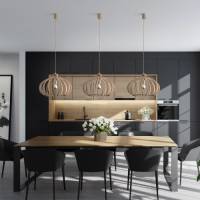 Nowodvorski Lighting Hanglamp Ika ID met houtlamellen-kap Ø51cm