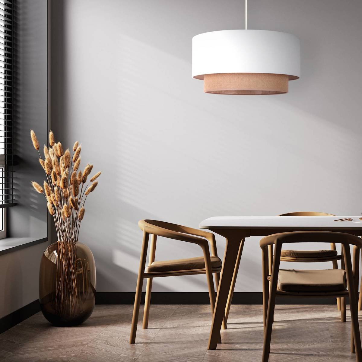 Duolla Hanglamp Boho, Ø 45 cm, 1-lamp, wit/jute