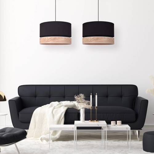 EULUNA Levo hanglamp, Ø40cm eiken licht/zwart