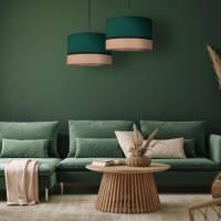 EULUNA Levo hanglamp, Ø 40 cm, jute/donkergroen