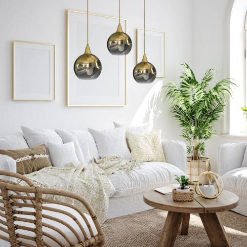 Eko-Light Hanglamp Monte, 3-lamps, balken, goud