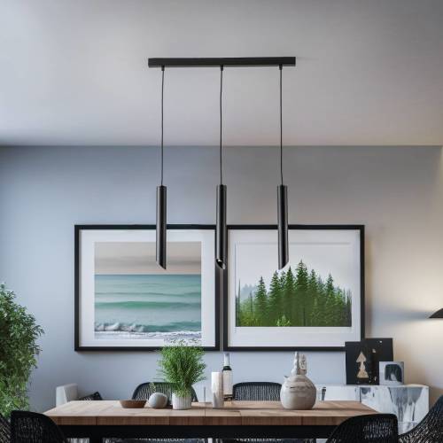 Eko-Light Hanglamp Corte, zwart, 3-lamps, langwerpig