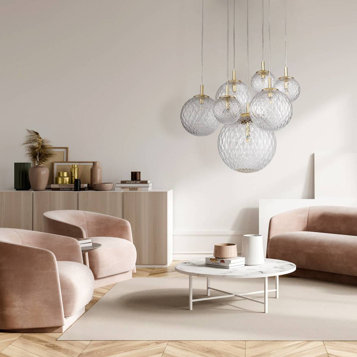 EULUNA Hanglamp Cadix van glas, 7-lamps