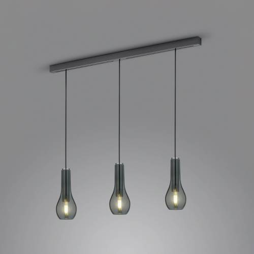 Helestra Hanglamp Gara met drie rookglas-kappen