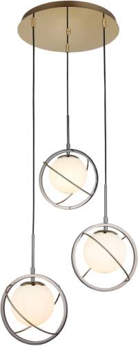 Lucea Hanglamp Mondo, goud/parelzwart, 3-lamps