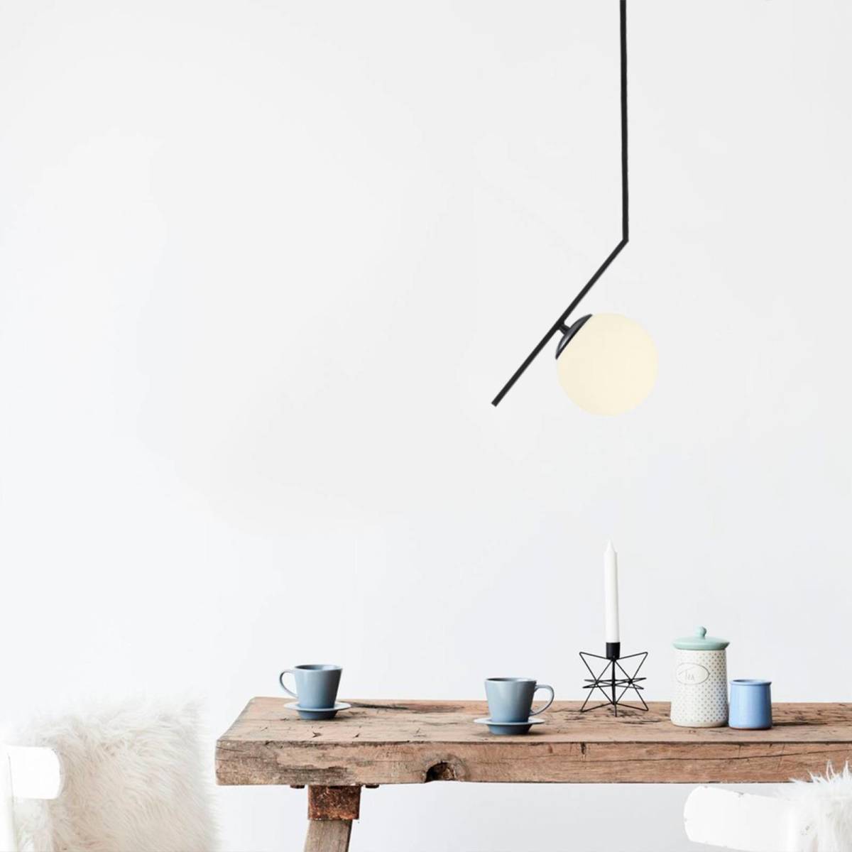 Opviq Hanglamp Dolunay 143-AV, zwart, een glazen kap