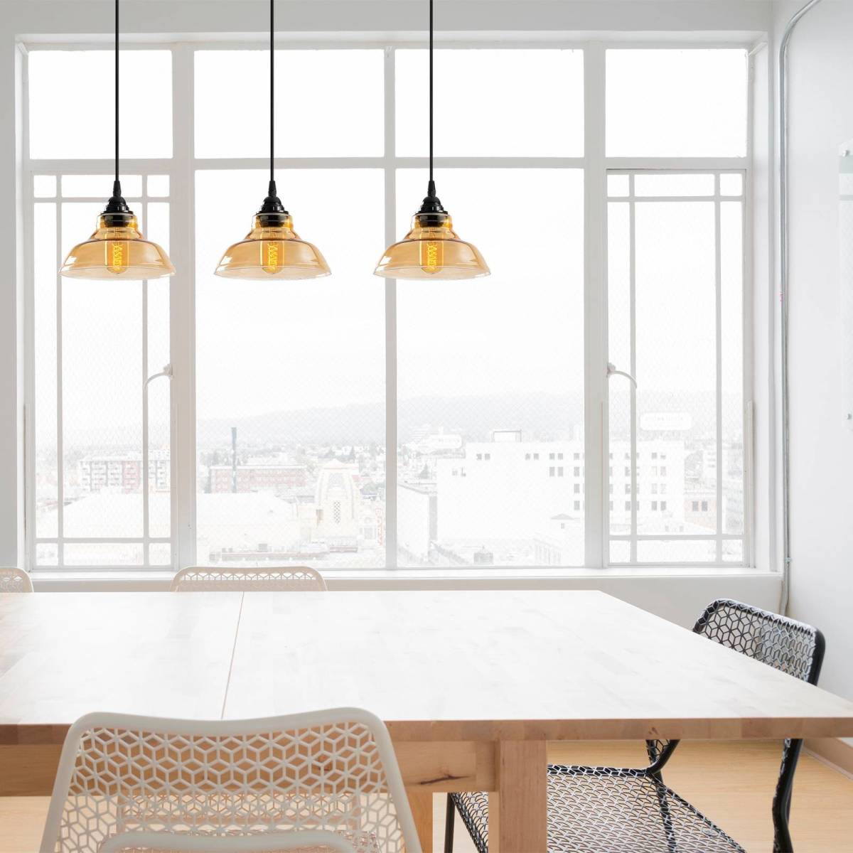 Opviq Hanglamp Dilberay 326-S 3-lamps zwart/amber