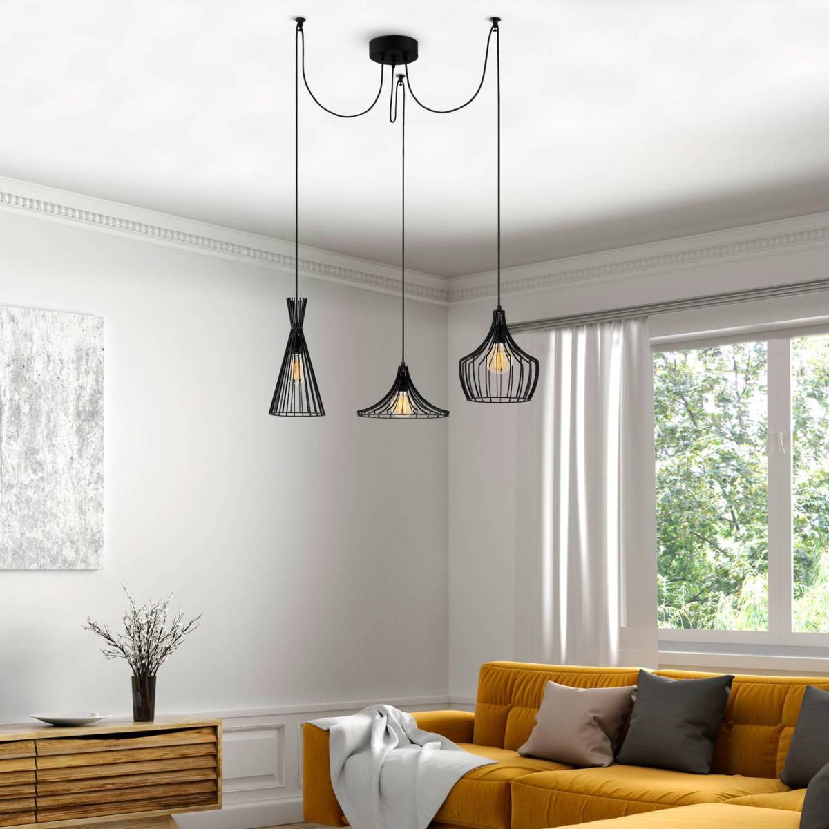 Opviq Hanglamp Mezopotamya N-1291 3-lamps zwart
