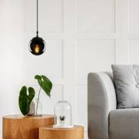 Opviq Hanglamp Efe 2155, kap van rookglas, Ø15cm