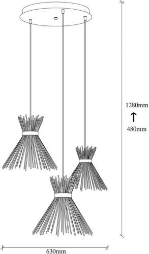 Opviq Hanglamp Kirpi 3085 3-lamps rondel zwart