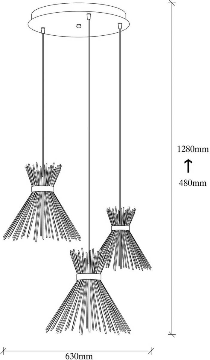 Opviq Hanglamp Kirpi 3085 3-lamps rondel zwart
