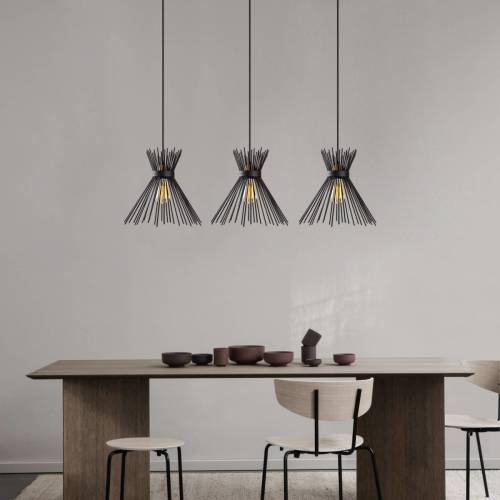 Opviq Hanglamp Kirpi 3088 3-lamps lineair zwart