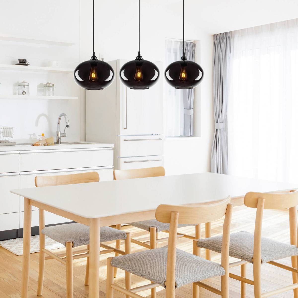 Opviq Hanglamp Smoked 052 3-lamps lineair glas Ø27cm
