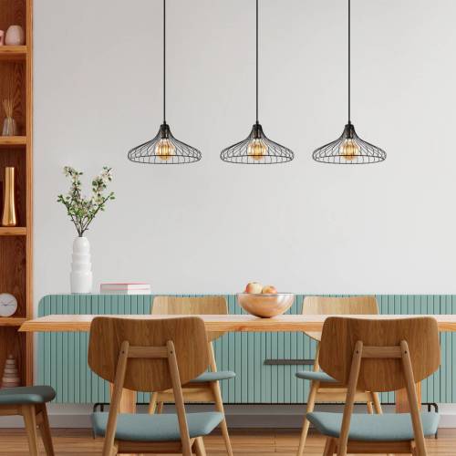 Opviq Hanglamp Depay 11260 3-lamps lineair zwart antiek