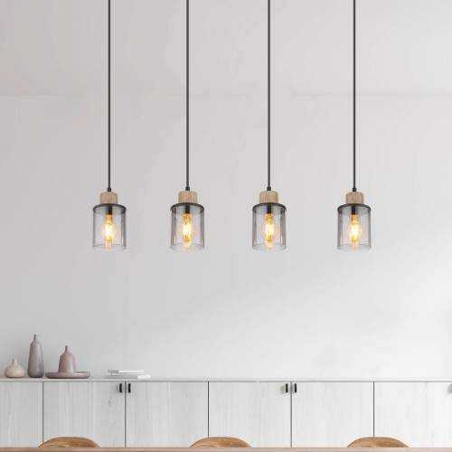 GLOBO Hanglamp Reid, 4-lamps, zwart/rook