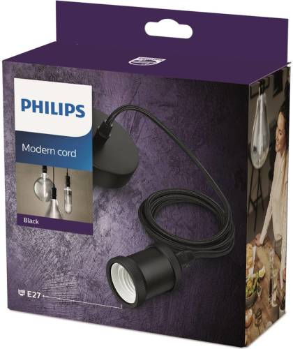 Philips hanglamp vintage, E27 fitting zwart