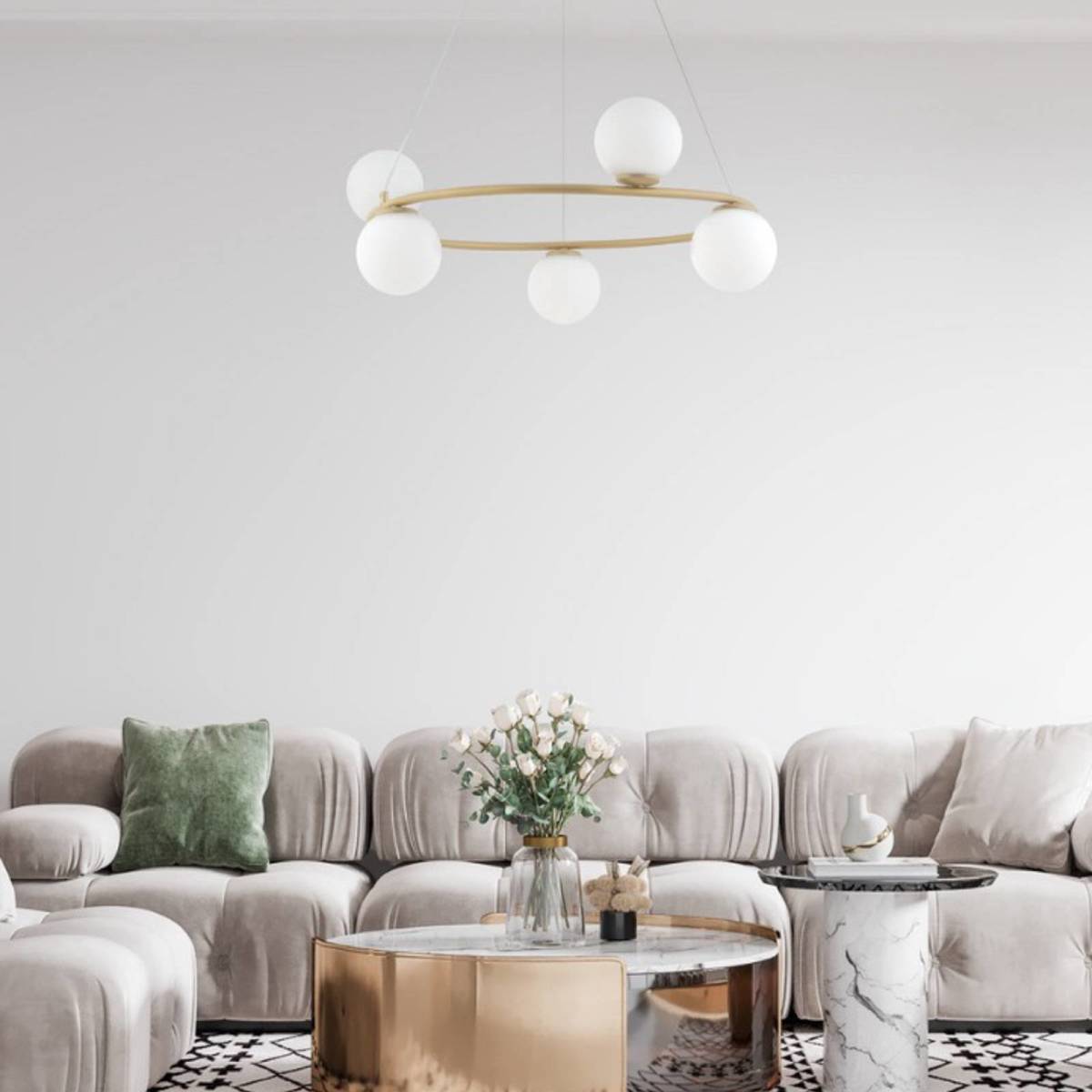 Sigma Hanglamp Gama, 5-lamps, goud