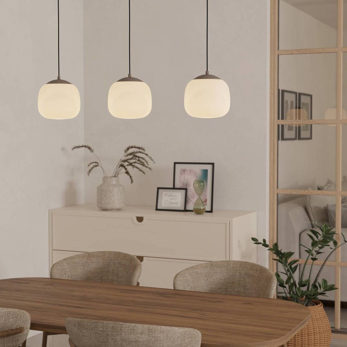 Eglo Hanglamp Cominio taupe/zand, 3-lamps