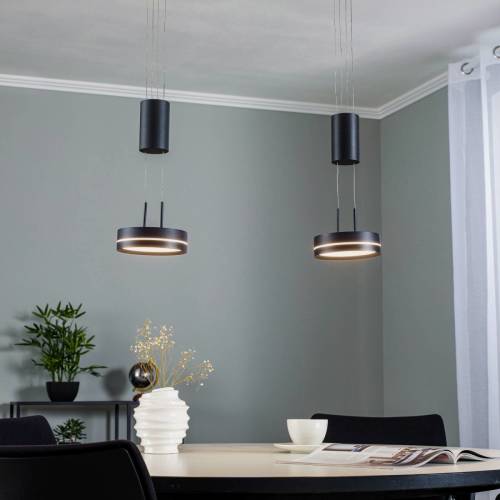 Lindby LED hanglamp, 2-lamps antraciet