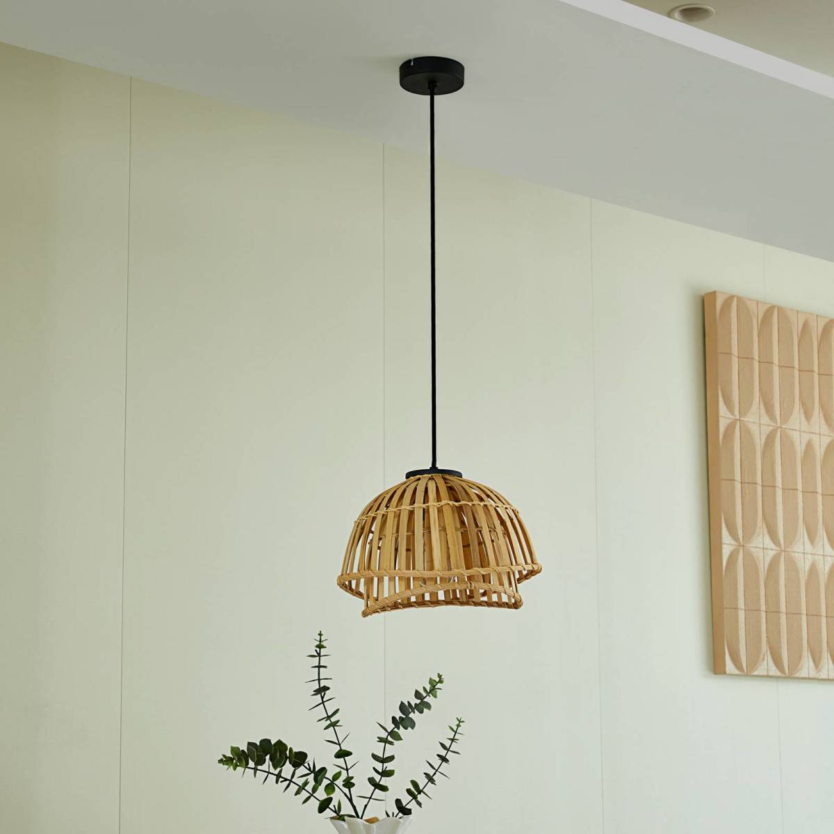 Lindby Dabila hanglamp bamboe Ø 30 cm