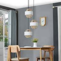 Lindby Dabila hanglamp bamboe rondel 3-lamps