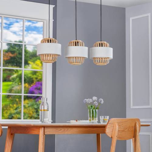 Lindby Dabila hanglamp bamboe langwerpig 3-lamps