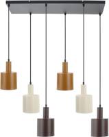 Lindby hanglamp Ovelia, zwart/bruin/beige, 6-lamps.