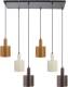 Lindby hanglamp Ovelia, zwart/bruin/beige, 6-lamps.