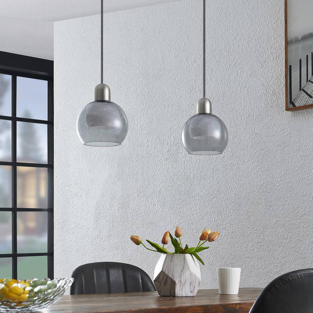 Lucande Kaiya hanglamp, glas, 2-lamps