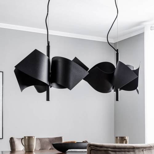 Lucande Imron hanglamp, 6-lamps, zwart