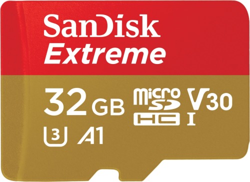 Sandisk MicroSDHC Extreme 32GB 100mb/60mb,U3,V30,A1 actcam Micro SD-kaart Rood
