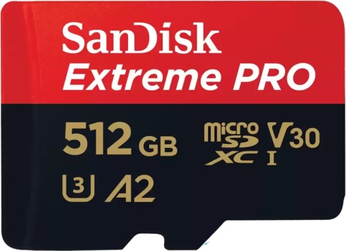 Sandisk MicroSDXC Extreme PRO 512GB 200/140 mb/s - A2 - V30 - SDA - Rescue Pro DL 2 Micro SD-kaart Zwart